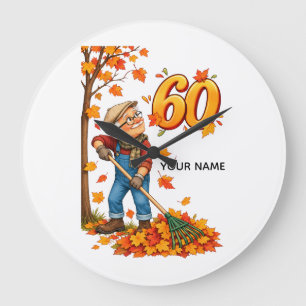Grande Horloge Ronde Carte personnalisée d'anniversaire des 60 ans d'au