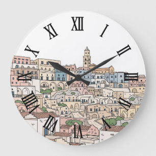 Grande Horloge Ronde Carte postale illustrative de voyage à Matera en I