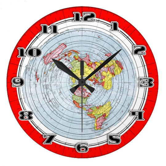 Grande Horloge Ronde Carte Standard De Gleasons De La Terre Plate Zazzle Fr