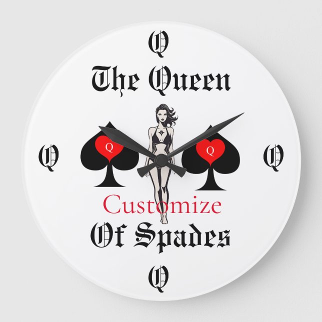 Grande Horloge Ronde Carte Tarot Queen of Spades Thunder_Cove (Recto)