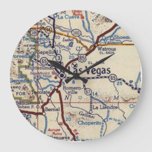 Grande Horloge Ronde Carte Vintage Las Vegas Nouveau-Mexique