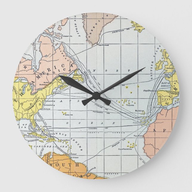 GRANDE HORLOGE RONDE CARTE : VOYAGES ATLANTIQUES (Recto)