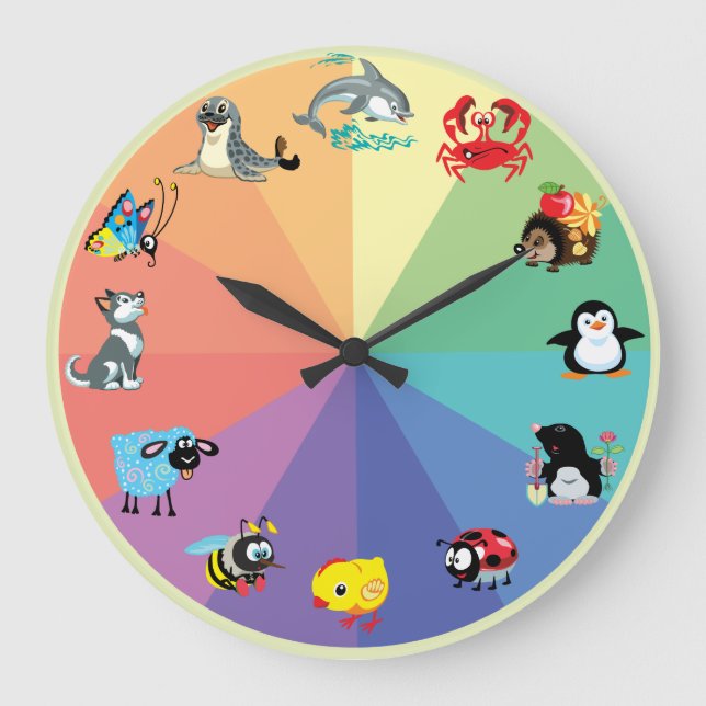 Grande Horloge Ronde cartoon animals for kikids (Recto)
