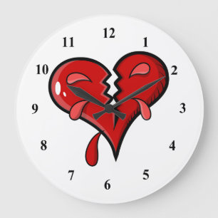 Grande Horloge Ronde Cartoon Broken Heart Design