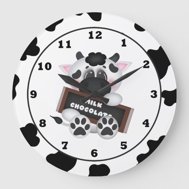 Grande Horloge Ronde Cartoon Chocolate Cow wall clock (Recto)