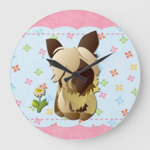 Grande Horloge Ronde Cartoon Dog Clock