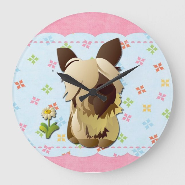 Grande Horloge Ronde Cartoon Dog Clock (Recto)
