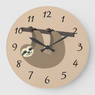 Grande Horloge Ronde Cartoon mignon Sloth