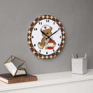 Grande Horloge Ronde cartoon nurse bear wall clock