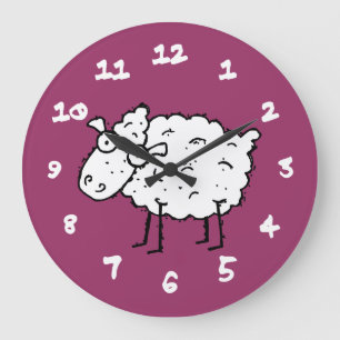 Grande Horloge Ronde Cartoon Sheep