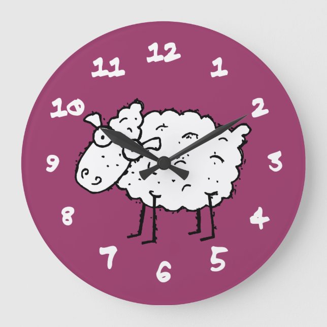 Grande Horloge Ronde Cartoon Sheep (Recto)
