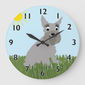 Grande Horloge Ronde Cartoon Standard Schnauzer Clock