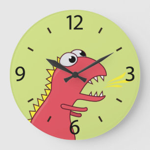 Grande Horloge Ronde Cartoon T-Rex Dinosaur pour enfants