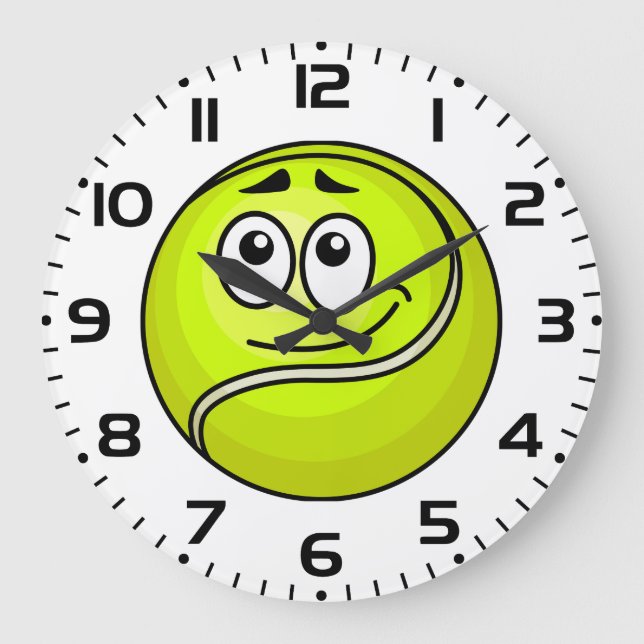 Grande Horloge Ronde Cartoon Tennis Ball Emoji Face Happy Sports (Recto)