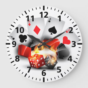 Grande Horloge Ronde Casino Flame Poker Blanc