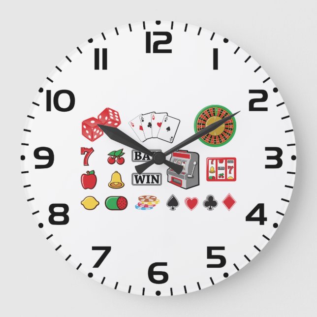 Grande Horloge Ronde Casino Night Slot Machine Poker Lucky 7s (Recto)