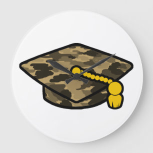 Grande Horloge Ronde Casquette de remise de diplôme camouflage kaki
