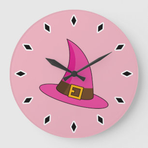 Grande Horloge Ronde Casquette de sorcière rose