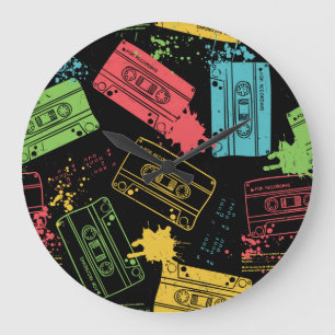 Grande Horloge Ronde Cassettes Cool style années 90