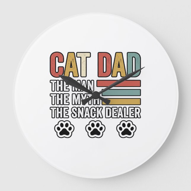 Grande Horloge Ronde Cat Dad Vintage Funny Snack Dealer Shirt Design_1 (Recto)