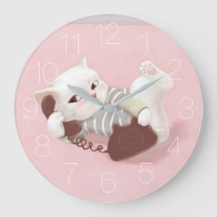 Grande Horloge Ronde Cat on the Phone