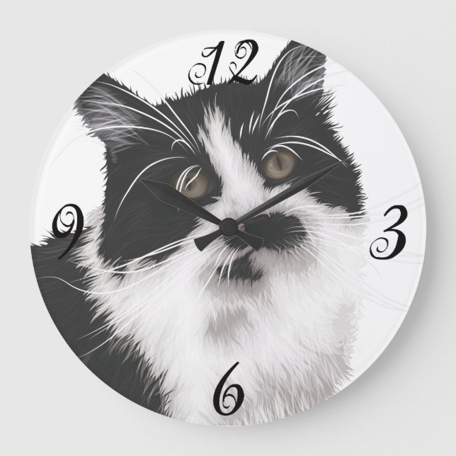 Grande Horloge Ronde Cat Wall Clock (Recto)