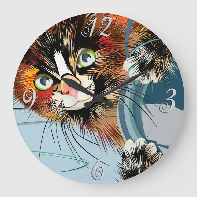 Grande Horloge Ronde Cat Wall Clock (Recto)