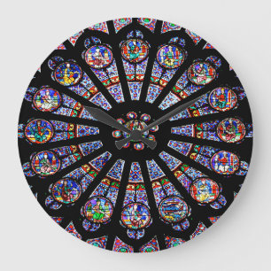 Grande Horloge Ronde Cathédrale Notre-Dame du Colorful Stained