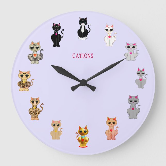 Grande Horloge Ronde Cats de la Coupe moderne (Recto)
