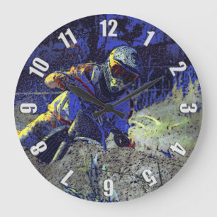 Grande Horloge Ronde Cavalier de motocross de blazer de traînée