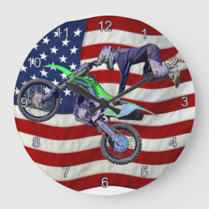 Grande Horloge Ronde Cavalier de motocross freestyle volant haut