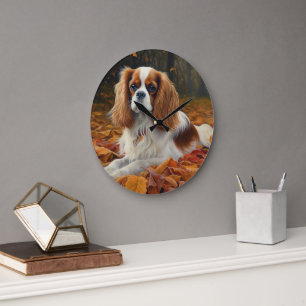 Grande Horloge Ronde Cavalier King en automne Feuilles automne Inspirat