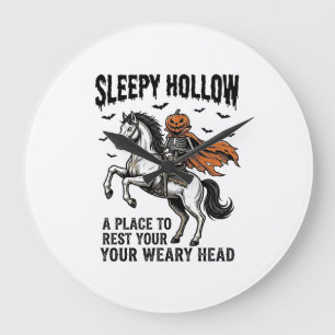 Grande Horloge Ronde Cavalier sans tête de Sleepy Hollow Halloween vint