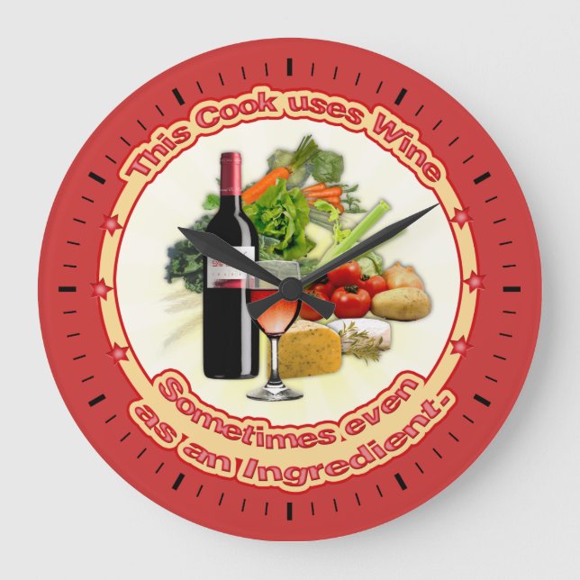 Grande Horloge Ronde Ce cuisinier utilise du vin (Recto)