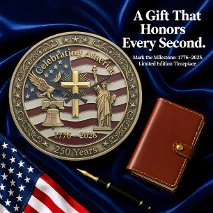 Grande Horloge Ronde Célébrer l'Amérique 250 Ans Patriotique