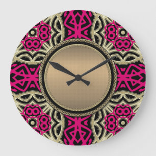 Grande Horloge Ronde Celtica Hot Pink & Gold Wall Clock