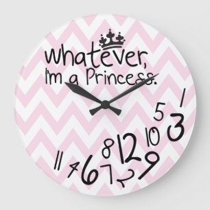 Grande Horloge Ronde Celui qui, je sois un chevron rose et blanc de