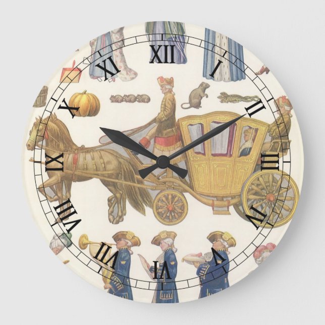 Grande Horloge Ronde Cendrillon, jouets en papier de poupées victorienn (Recto)