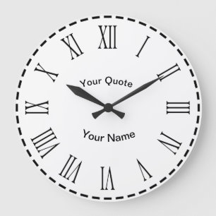 Grande Horloge Ronde Cercle Dash avec chiffres romains rayonnants