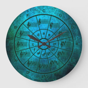 Grande Horloge Ronde Cercle de cinquième couleur paon pour musiciens