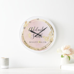 Grande Horloge Ronde cercle d'eau rose