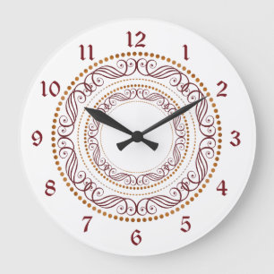 Grande Horloge Ronde Cercle décoratif rouge rétro