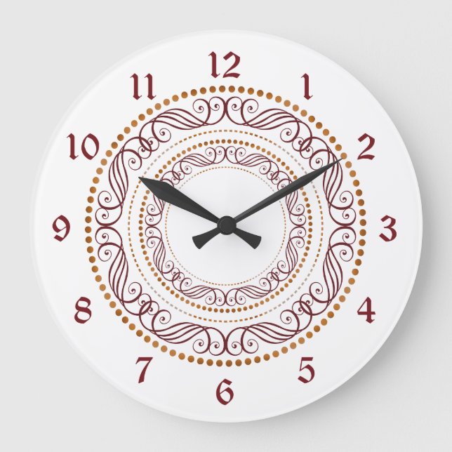 Grande Horloge Ronde Cercle décoratif rouge rétro (Recto)