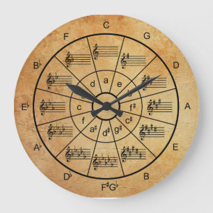 Grande Horloge Ronde Cercle des musiciens de couleur marron
