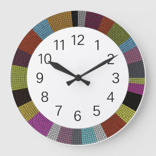 Grande Horloge Ronde Cercle multicolore de point de croix original