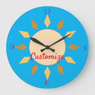 Grande Horloge Ronde Cercle solaire géométrique Thunder_Cove 