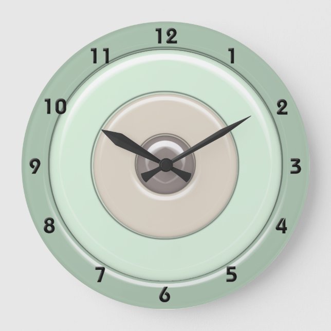 Grande Horloge Ronde Cercles de café et de menthe avec numéros (Recto)