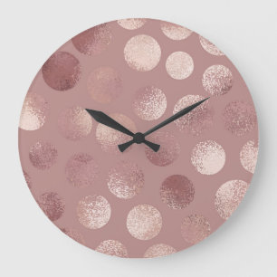Grande Horloge Ronde Cercles d'or roses : Abstraits Vintages