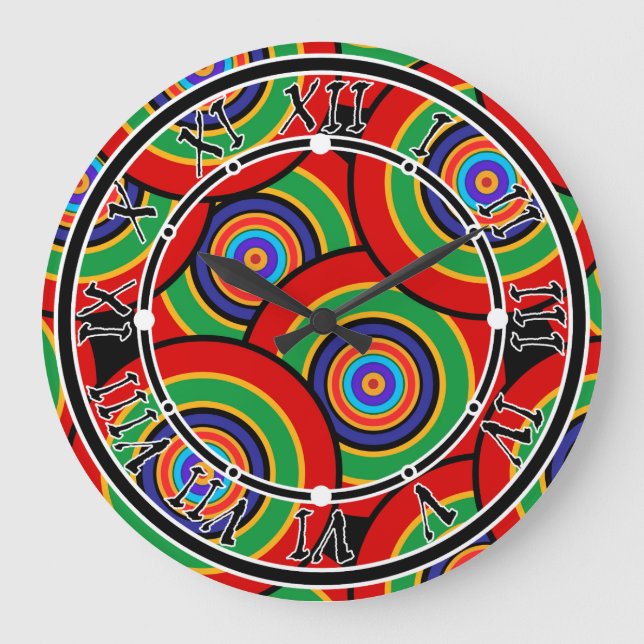 Grande Horloge Ronde Cercles et anneaux rétro (Recto)