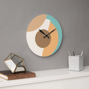 Grande Horloge Ronde Cercles Géométriques Abstraits Chic Motif d'Art Mo